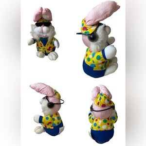 90’s Great American Fun Rappin’Easter Shaky Colorful Bunny Plush with Sunglasses